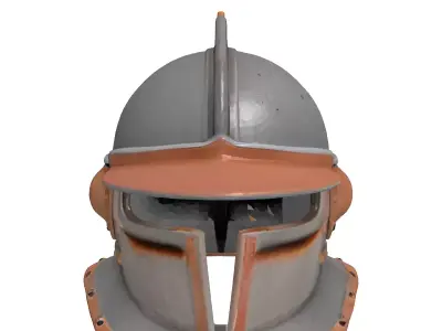 Dented Knight Steel Helmet 3D 3D model