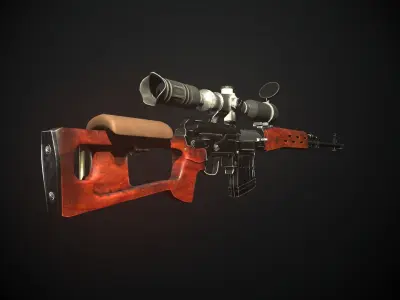 Dragunov Sniper Rifle Low-poly 3D model