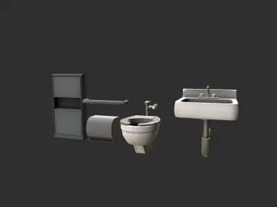Bathroom furniture Low-poly 3D model purchase