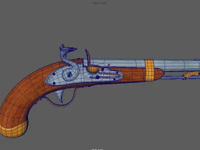 Flintlock Pistol Firearm LowPoly 3D Model Low-poly 3D model