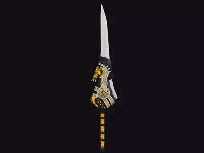 Sword Magical Cutting Fantasy Melee Dagger Iron Blade Saber Gold Low-poly 3D model