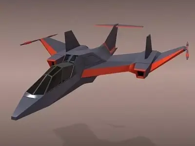 Futuristic spacecraft concept Low-poly 3D model