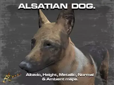 ALSATIAN DOG Low-poly 3D model