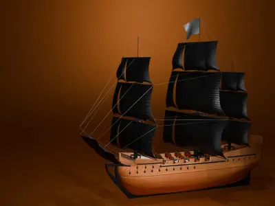 Wooden Sailing Ship 3D model