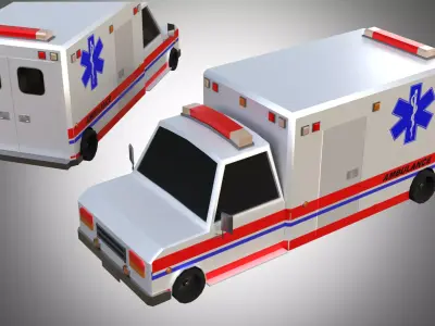 Low poly ambulance Low-poly 3D model