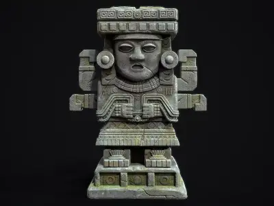 Statue Aztec Chalchiutlicue Low-poly 3D model