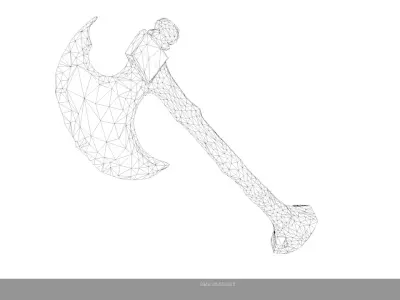 Low Poly Stylized Axe 3 AI Low-poly 3D model