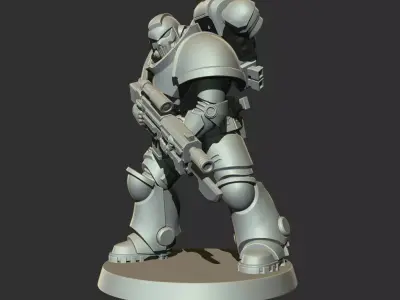 Sci-Fi Heavy Trooper STL Modular Power Armor 32mm Miniature V1 3D print model