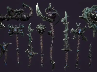 Fantasy brute weapons Low-poly 3D model