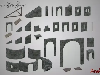 Modular Castle Low-poly 3D model