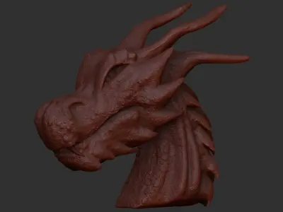 Fantasy Dragon Head high and lowpoly and 3d-print Free low-poly 3D model