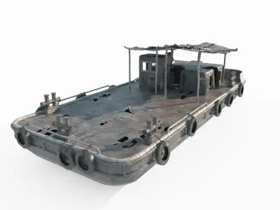 Old water vehicles worn-out transport vessels 3D model