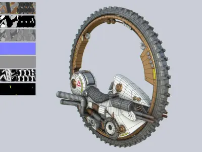 Mono wheel vehicle Low-poly 3D model