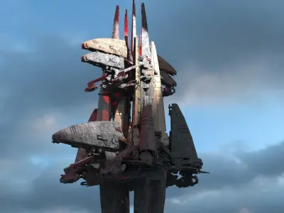 Dark Terra Former Mining collony Kitbash 3D model