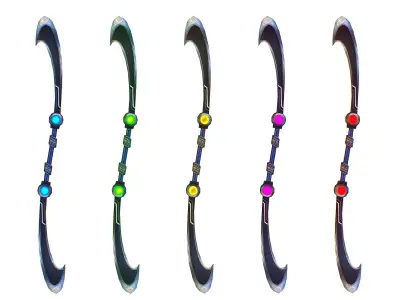 a set of cutting weapons - spear Low-poly 3D model