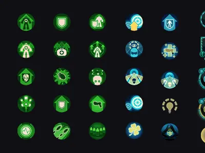 Skills Icon 2D PNG Sci-Fi Futuristic Attack Defense Ability 3D model