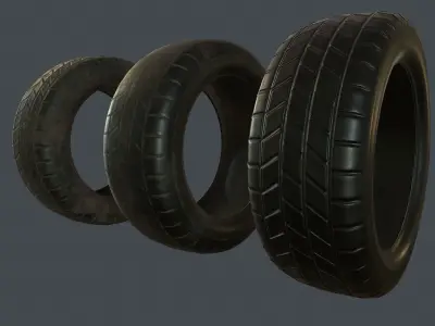 Rubber Tire PBR Game Ready Low-poly 3D model