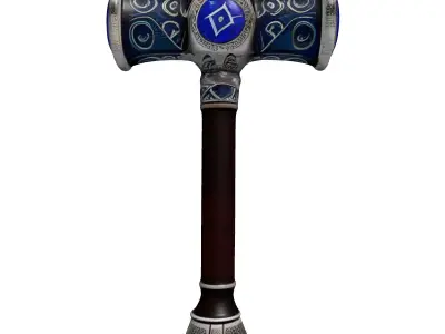 Fantasy Magic Hammer Blue Jewel 3D model