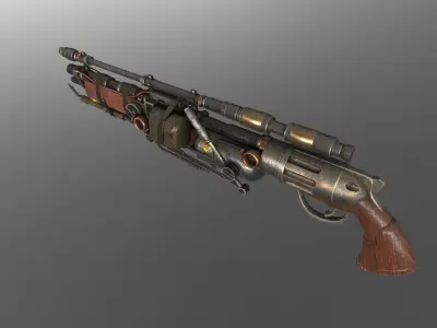 Steampunk Gun Low-poly 3D model