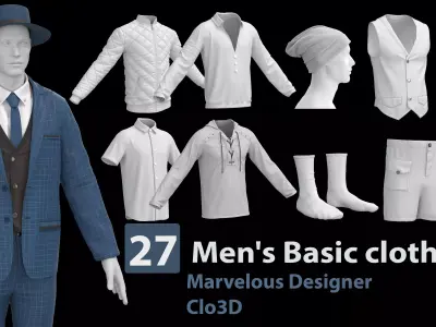27  Men basic clothes 3D model