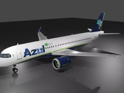 Airbus a320neo Azul Airlines 3D Model with cockpit Low-poly 3D model