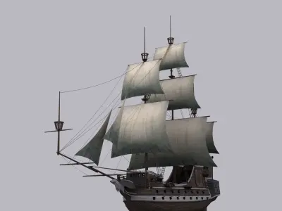 Galeon sailing ship Low-poly 3D model