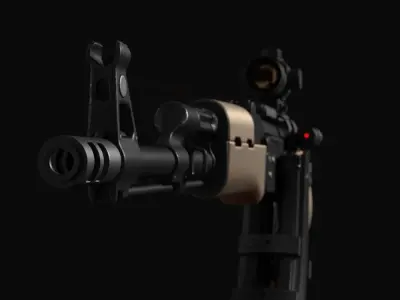 AK-47 assault rifle with scope 3D model