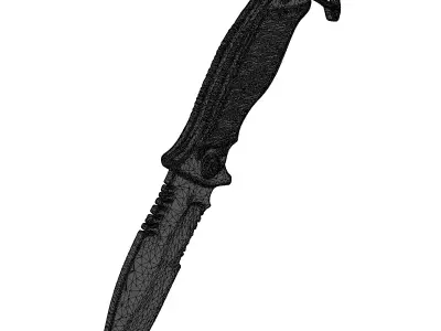Modern Tactical Serrated Knife 3D 3D model