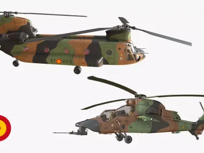 Spanish Army Helicopters Collection Low-poly 3D model