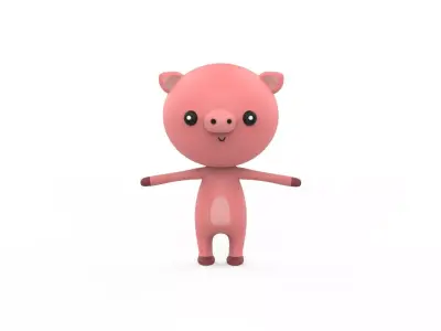 Stylized Character 001 Pig  Low-poly 3D model