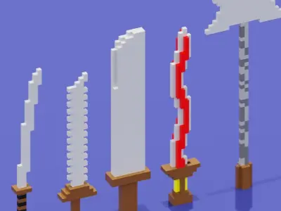 Voxel Weapon Low-poly 3D model