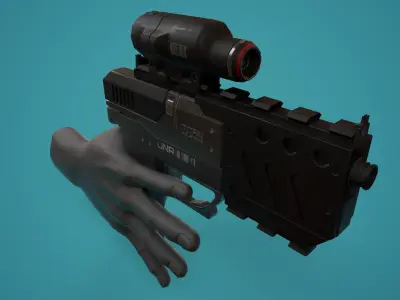 Sci-Fi Tactical Pistol FPS Low-poly 3D model