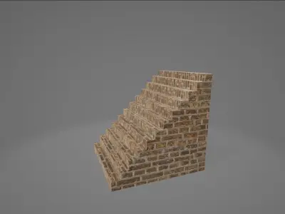 Brick Stairs 12 steps Free low-poly 3D model