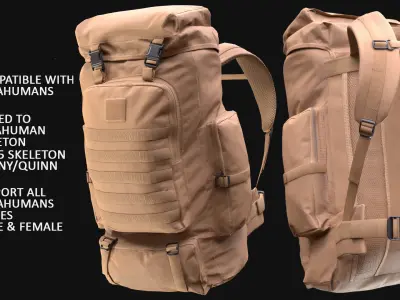 Hiking Backpack 75 - All MH Bodies and UE5 Skeletons - Rigged Low-poly 3D model