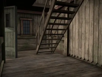 Medieval Lake Village - House 19 with interiors Low-poly 3D model