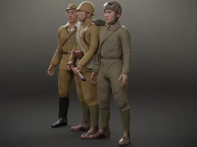 Japanese Soldiers Pack Low-poly 3D model