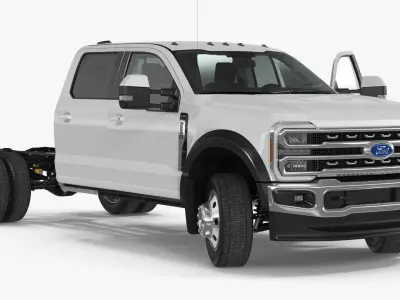 Ford Super Duty F-550 2023 Bare Chassis White Rigged 3D model