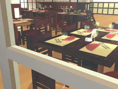 Japanese Restaurant Interior 3D model