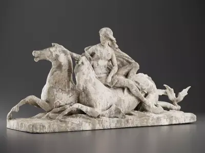 Woman with horses Sculpture 3D model