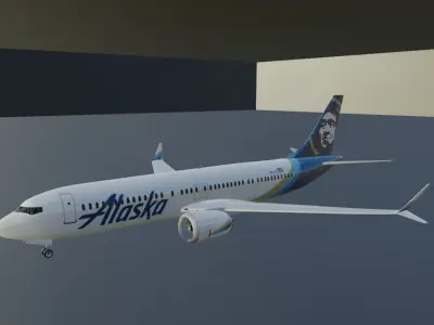 Alaska Airlines Boeing 737 max 8 3d model Low-poly 3D model