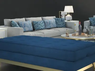 Set of furniture with carpet 3D model