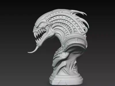 Alien Horror Creature Bust STL Sci Fi 3D print model