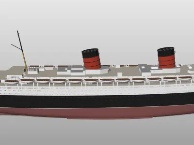 original RMS Queen Elizabeth ocean liner 3D print ready model 3D print model