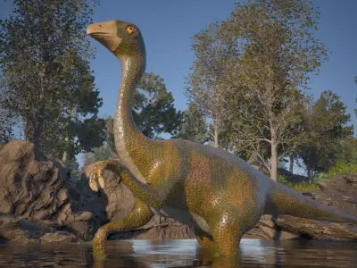 Dinosaur Struthiomimus Low-poly 3D model