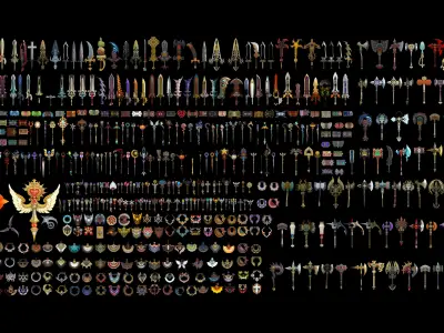 Game Weapon Collection Low-poly 3D model