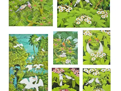 Balinese Garden Bird Paintings 3D model