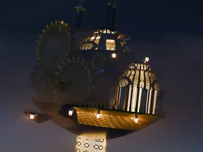 Retro Flying Ship 3D model