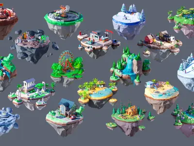 Worlds Islands Low-poly 3D model