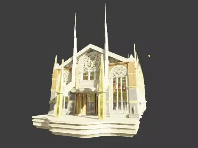 medieval church with pbr textures 3D model