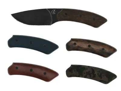 Survival Knife - Model 3 - with 5 Handle Skins Low-poly 3D model